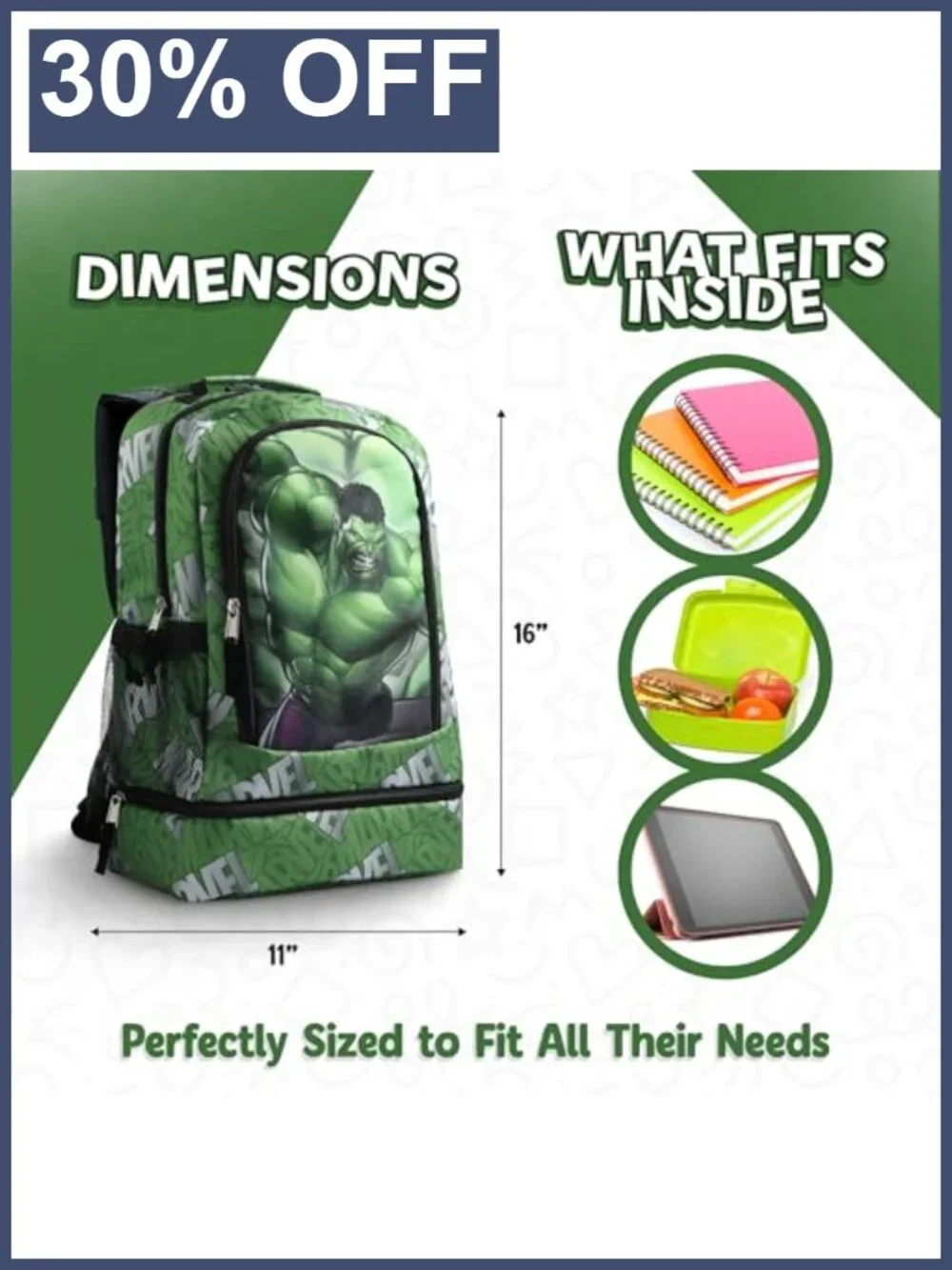 Hulk Kids Backpack 16